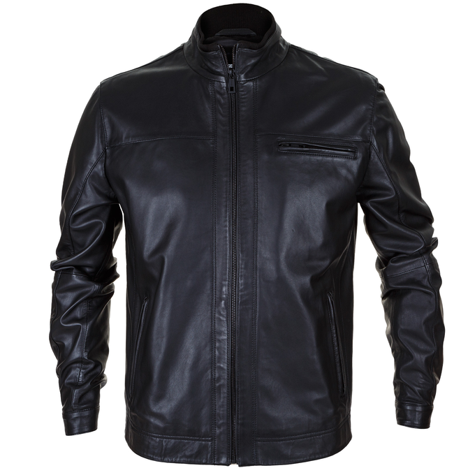 Luxury Leather Zip-up Jacket