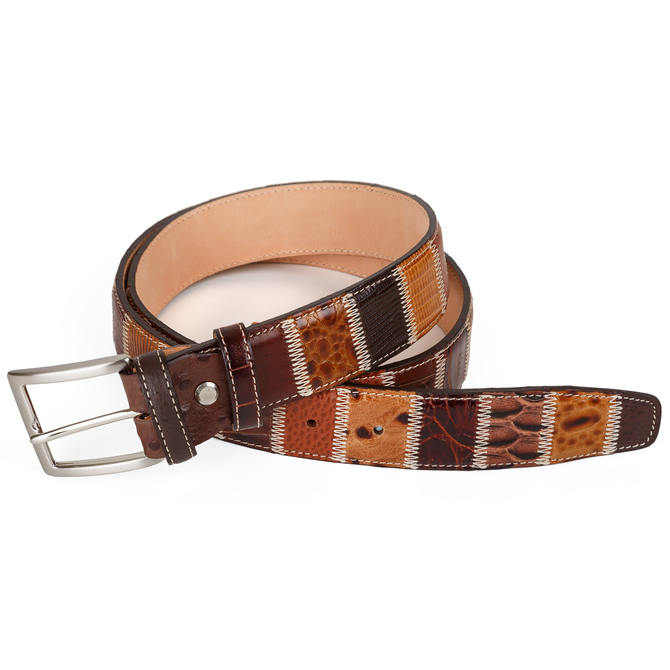 Luxury Brown Leather Patchwork Belt