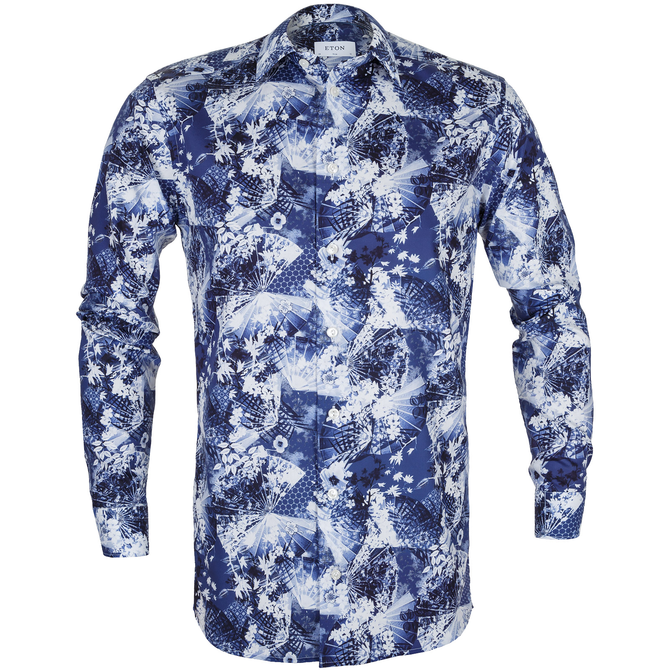 Luxury Cotton Abstract Floral Print Shirt