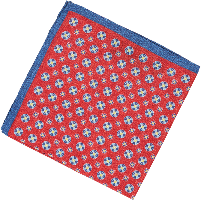 Geometric Print Linen Pocket Square