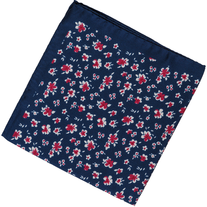 Flower Print Silk Pocket Square