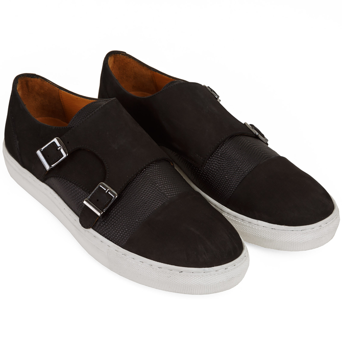 Luxe Suede & Leather Monk Strap Sneakers