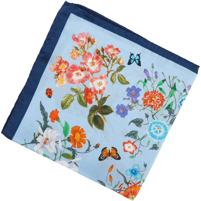 Floral Butterfly Silk Pocket Square