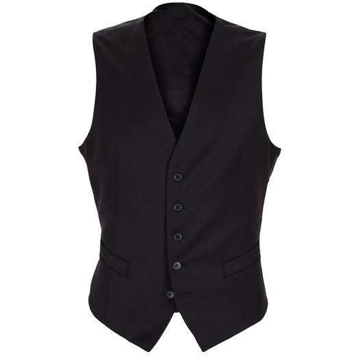 Mighty Black Wool Waistcoat-wedding-Fifth Avenue Menswear