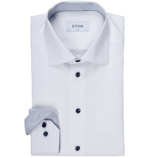 Luxury Cotton Polka Dot Trim Dress Shirt