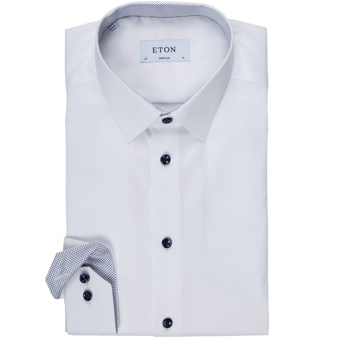 Super Slim Luxury Cotton Polka Dot Trim Dress Shirt