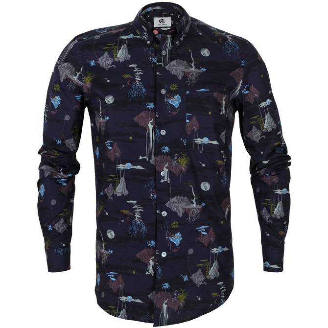 Tailored Fit Floating Hills Print Casual Shirt