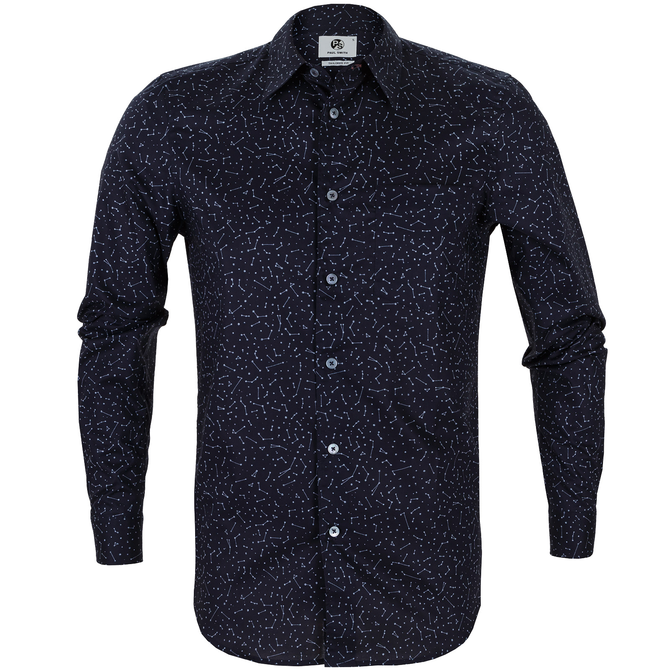 Tailored Fit Galaxy Print Casual Shirt