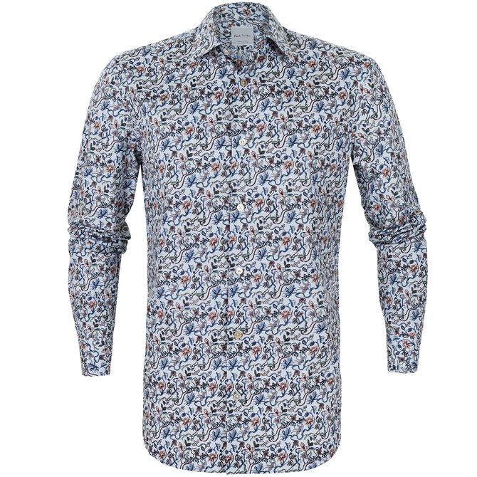 Soho Tailored Fit Floral Vines Print Shirt