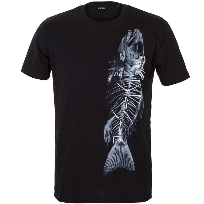 T-Joe-QO Fish Skeleton Print T-Shirt