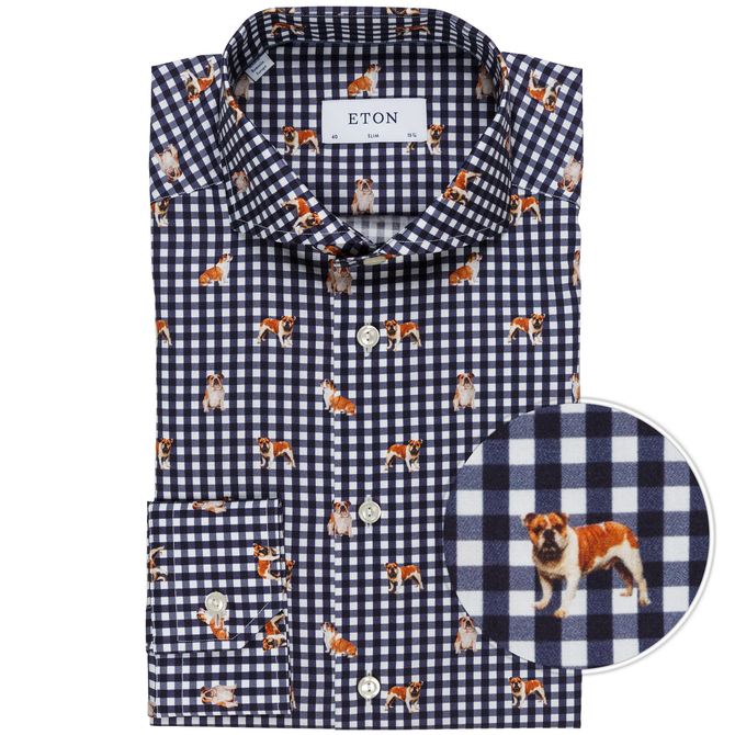 Luxury Cotton Bulldog & Check Dress Shirt