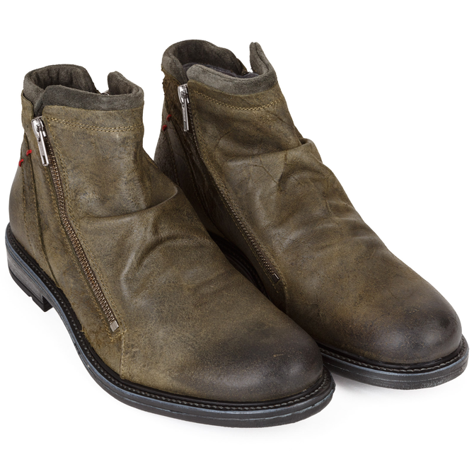 Hacker Double Zip Aged Leather Boots