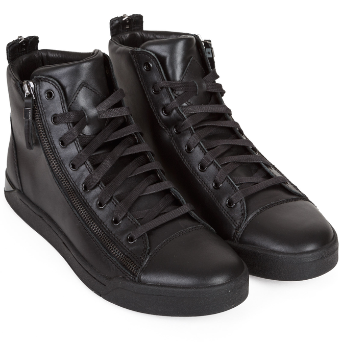 Diamzip Leather Hi-Top Zip-up Sneaker