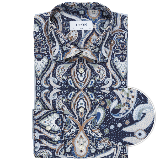 Slim Fit Luxury Cotton Bold Paisley Print Dress Shirt