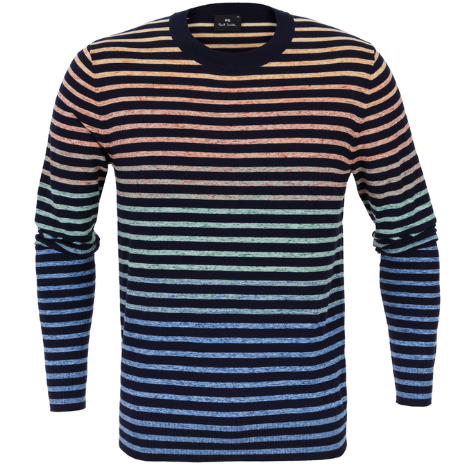 Cotton Knit With Gradient Stripes