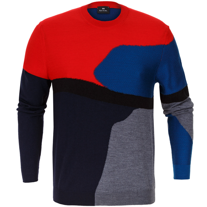Colour Block Textured Knit Pullover