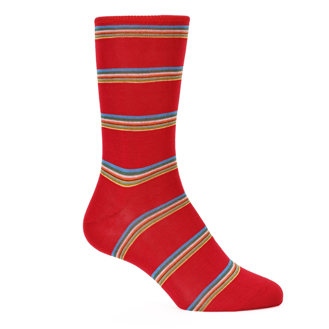 Multi Colour Block Stripe Cotton Socks