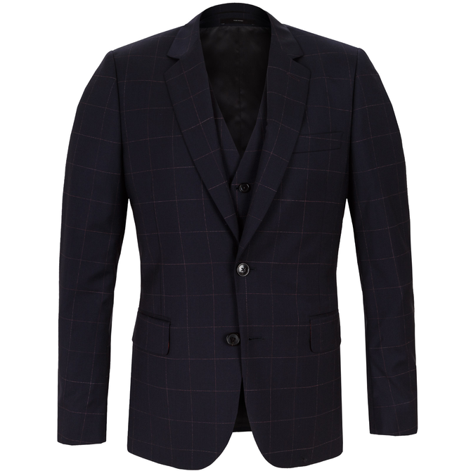 Soho Tailored Fit 3 Piece Window Pane Check Suit