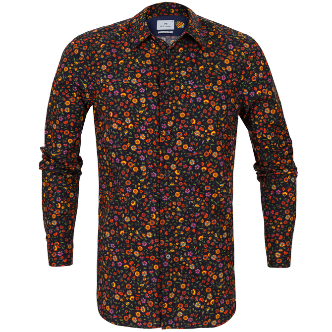 Tailored Fit Floral Print Casual Shirt