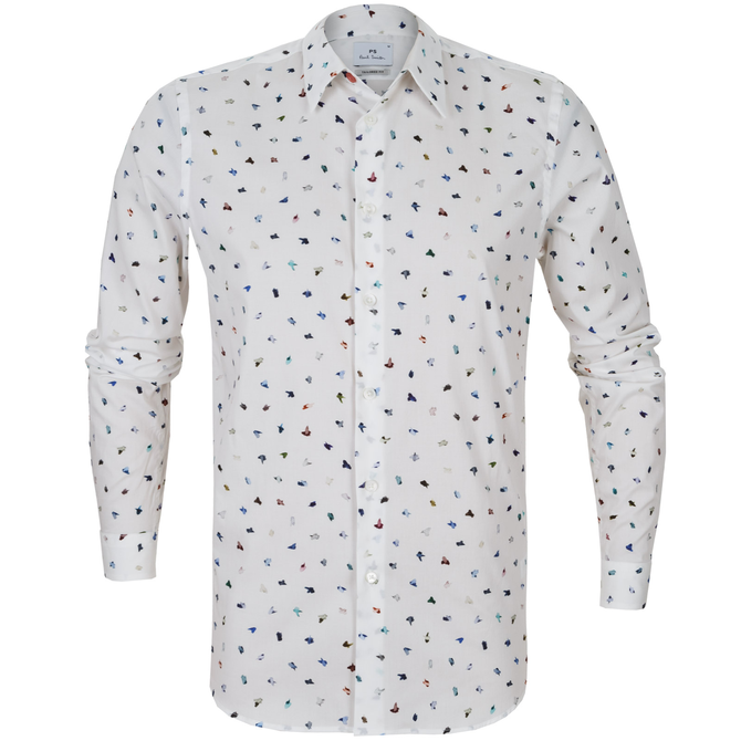Tailored Fit Brush Strokes Print Casual Shirt
