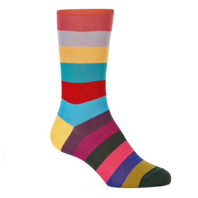 Wide Tie Stripe Cotton Socks