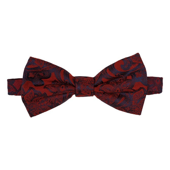 Navy & Burgundy Paisley Silk Bow Tie