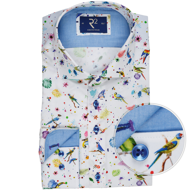Luxury Cotton Birds Print Dress Shirt