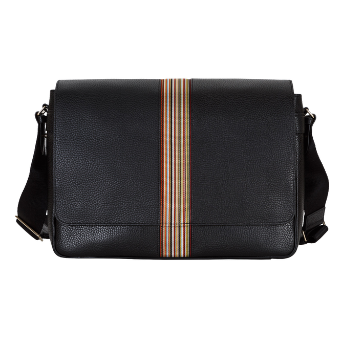 Luxury Leather Signature Stripe Messenger Bag