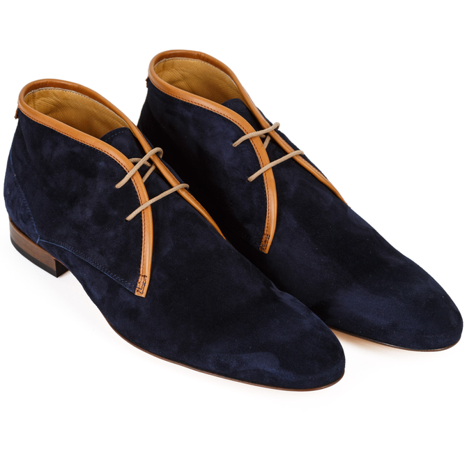 Teddy Navy Suede Lace-up Ankle Boots