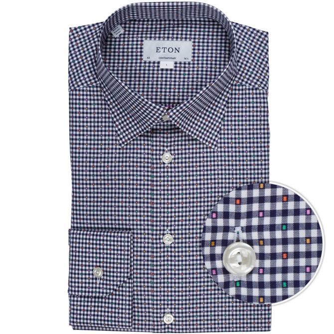 Contemporary Fit Luxury Cotton Check Fil Coupe Shirt