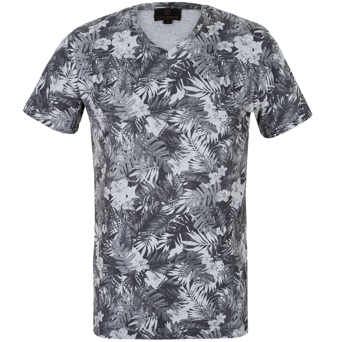 Henry Tropical Print V-Neck T-Shirt