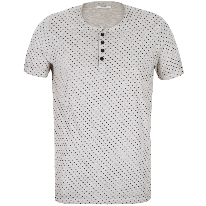 Slim Fit Dots Print Henley T-Shirt