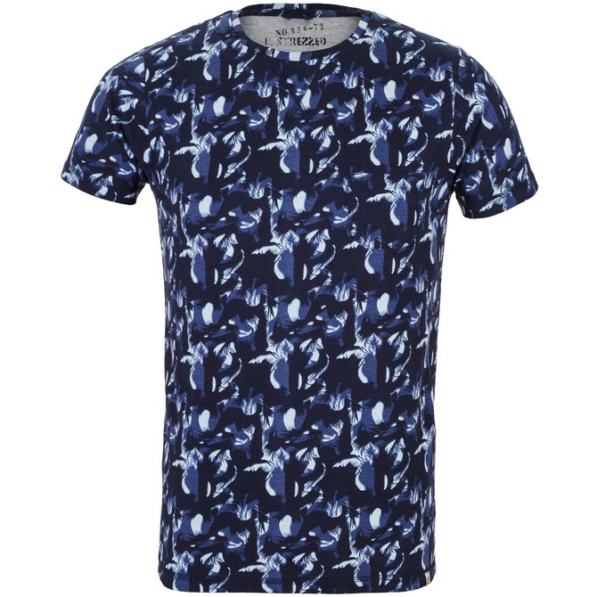 Camo Tropical Print Melange Cotton T-Shirt