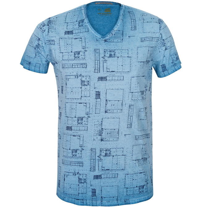Plan Print V-neck T-Shirt