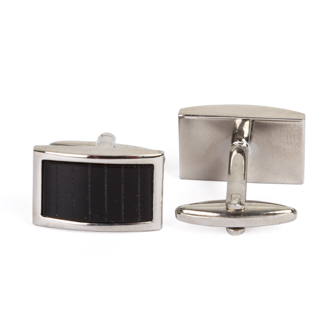 Curved Facet Rectangle Inlay Cufflinks