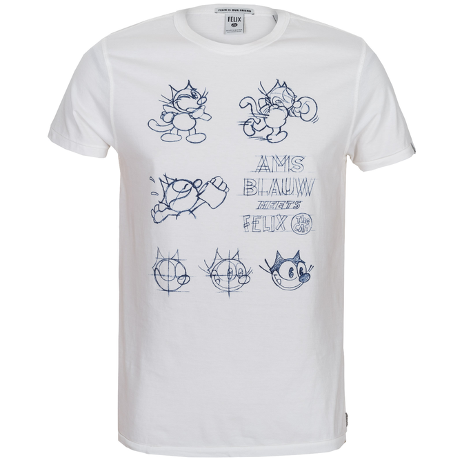 Ams Blauw Felix Print T-Shirt