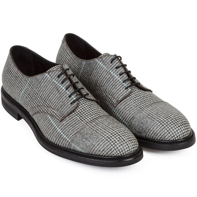 Rosen Check Print Leather Derby Dress Shoes