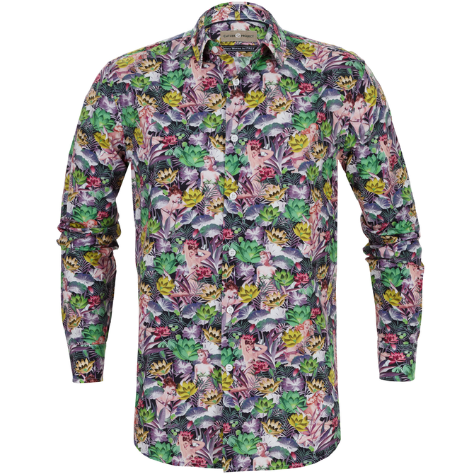 Bret Bright Tropical Print Casual Shirt