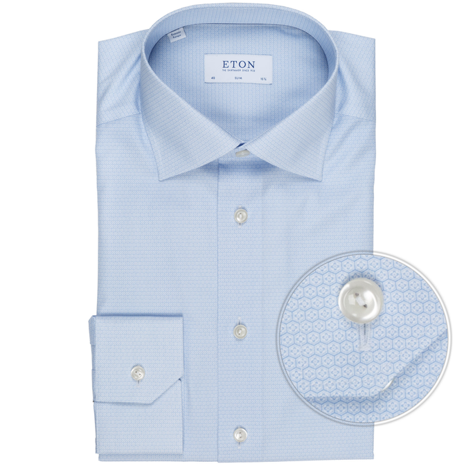 Slim Fit Luxury Cotton Hexagon Print Dress Shirt