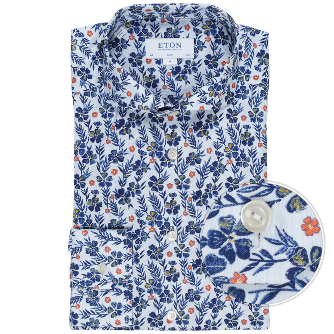 Slim Fit Floral Print Dress Shirt