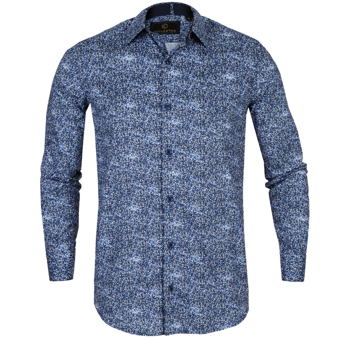 Nigel Geometric Floral Stretch Cotton Shirt