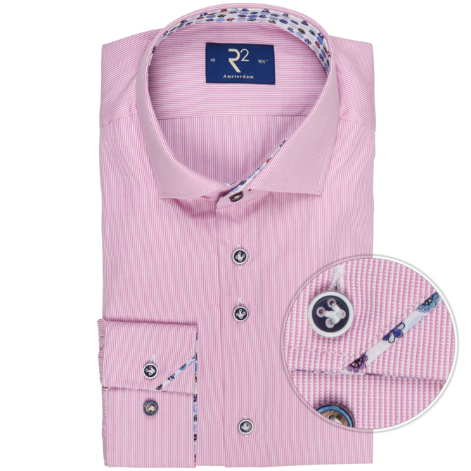 Luxury Cotton Dobby Stripe & Spot Trim Dress Shirt