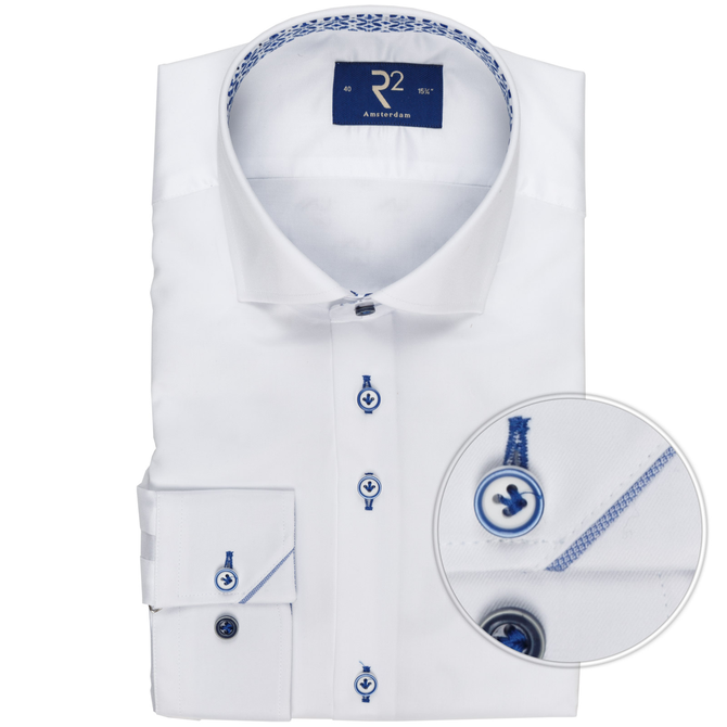 Luxury Cotton Twill Geometric Trim Dress Shirt