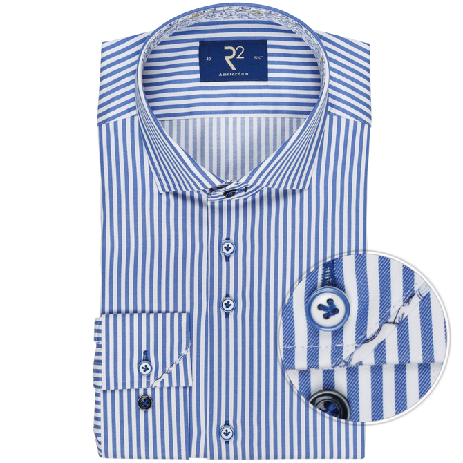 Luxury Stripe Cotton Twill Cycle Trim Dress Shirt
