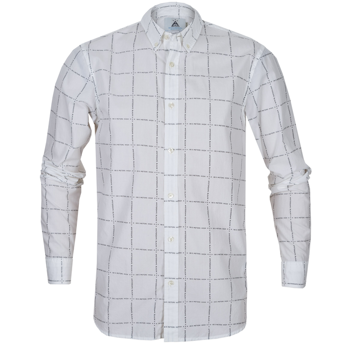 Sim Fit AMS Grid Print Casual Shirt