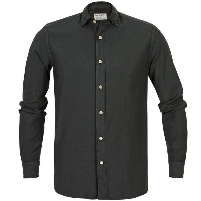 Slim Fit Bergamo Soft Garment Dyed Cotton Shirt