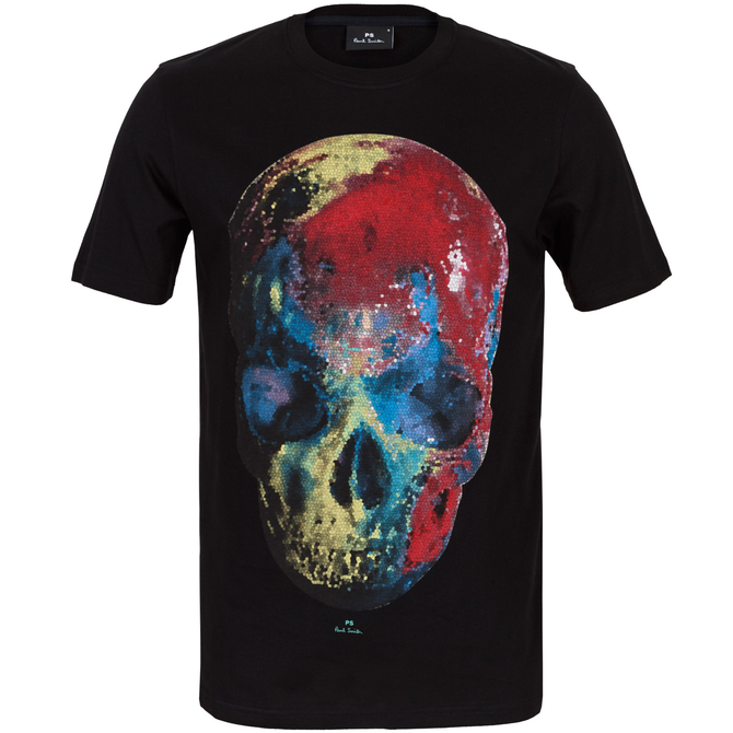 Organic Cotton Mosaic Skull Print T-Shirt