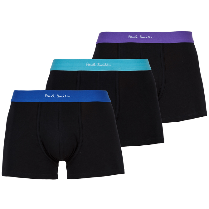 3 Pack Colourful Band Black Trunks