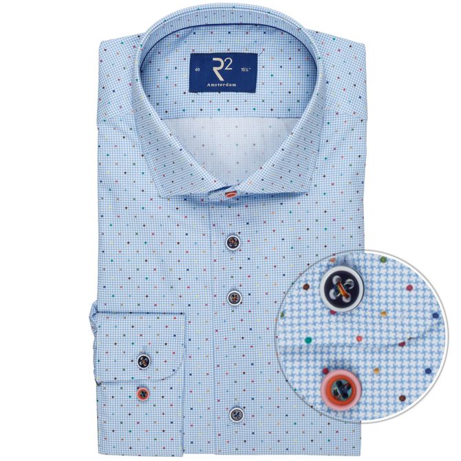 Luxury Cotton Houndstooth & Dots Dress Shirt