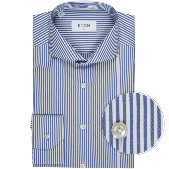 Slim Fit Luxury Cotton Detail Stripe Shirt